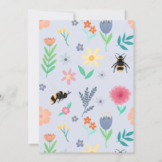 Meisjes Roze Lente Bloemen Bijen Kinderen Verjaard Kaart (Achterkant)