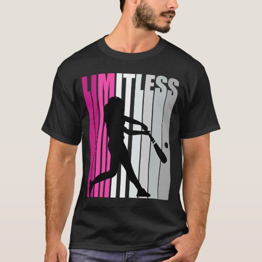 Meisjes Roze Limitless Baseball Birthday Softball T-shirt (Voorkant)