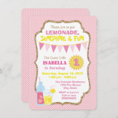 Meisjes Roze limonade verjaardagsfeestje Kaart (Voorkant / Achterkant)