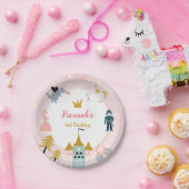 Meisjes roze magische prinses kasteel verjaardag papieren bordje (Feest)