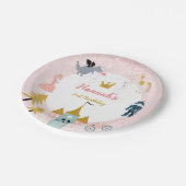 Meisjes roze magische prinses kasteel verjaardag papieren bordje (Gekanteld)