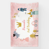 Meisjes roze magische prinses kasteel verjaardag spandoek (Verticaal)