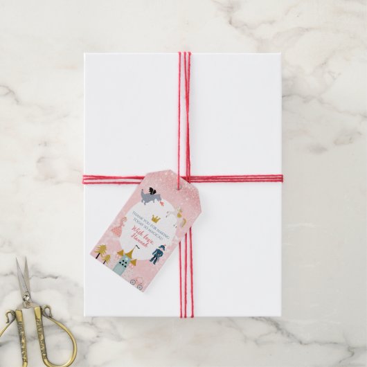 Meisjes Roze Magische Prinses Verjaardag Dank u Cadeaulabel (Met Touw)