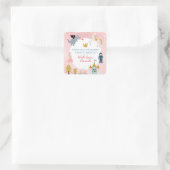Meisjes Roze Magische Prinses Verjaardag Dank u Vierkante Sticker (Tas)
