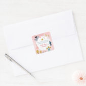 Meisjes Roze Magische Prinses Verjaardag Dank u Vierkante Sticker (Envelop)