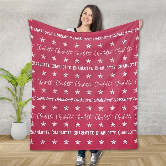 Meisjes roze monogram patroonsterren fleece deken