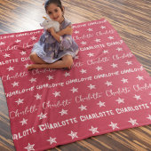 Meisjes roze monogram patroonsterren fleece deken