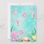 Meisjes Roze Octopus Oneder Het Zee 1e Verjaardag Kaart (Achterkant)