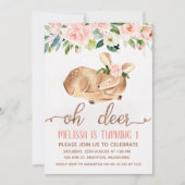 Meisjes Roze Oh Herten Verjaardagsfeestje Uitnodig Kaart (Voorkant)