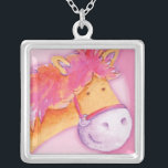 Meisjes roze oranje schattig pony ketting<br><div class="desc">Sterling Silver-Bord is een prachtig roze en oranje kinder Pony ketting voor witte kunst. Eenvoudig ontworpen en geschilderd in waterverf door Sarah Trett www.sarahtrett.com voor www.mylittleeden.com com.au</div>