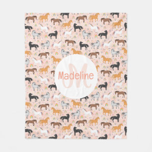 Meisjes Roze Paard Eenhoorn Regenboog Kinderen Fleece Deken