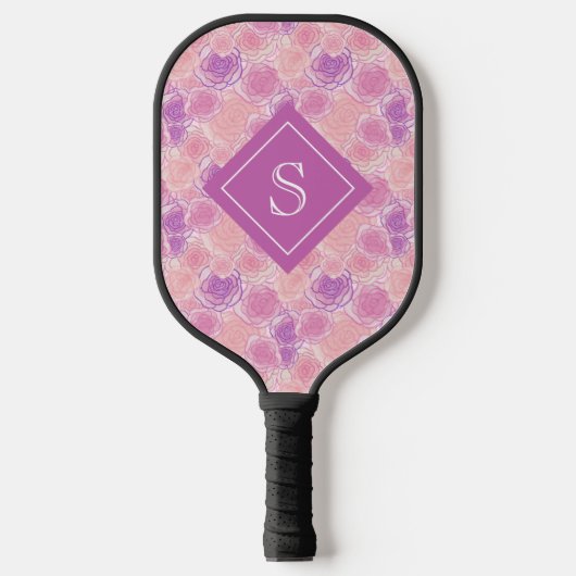 Meisjes  roze paarse bloemen Aangepast Pickleball Paddle (Voorkant)