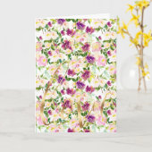 Meisjes roze Paarse Bourgogne Waterverf Kaart (Gele Bloem)