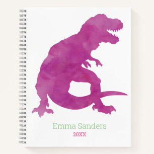 Meisjes Roze Paarse Dinosaur Waterverf T-Rex Kinde Notitieboek