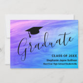 Meisjes Roze Paarse Stijlvolle Afstuderen Aankondi Kaart (Voorkant)