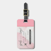 Meisjes roze pak je tassen die de datum bewaren bagagelabel (Voorkant verticaal)