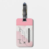 Meisjes roze pak je tassen die de datum bewaren bagagelabel (Achterkant verticaal)