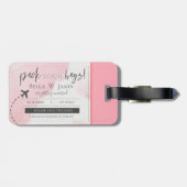 Meisjes Roze Pak Je Tassen Trouw Save The Date Bagagelabel (Achterkant horizontaal)