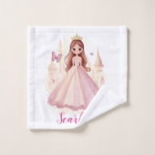 Meisjes Roze Persoonlijke Prinses Handdoek Set (Wasdoekje)