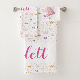 Meisjes Roze Persoonlijke Prinses Handdoek Set