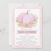 Meisjes Roze Pompoen Baby Douche Uitnodigingen (Voorkant)