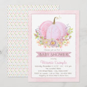 Meisjes Roze Pompoen Baby Douche Uitnodigingen (Voorkant / Achterkant)