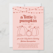 Meisjes Roze Pompoen Baby shower Invitation Kaart (Voorkant)