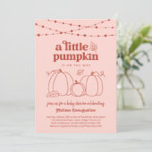 Meisjes Roze Pompoen Baby shower Invitation Kaart (Staand voorkant)