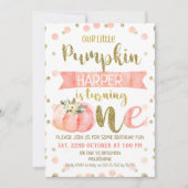 Meisjes Roze Pompoen Eerste Verjaardag Uitnodiging (Voorkant)