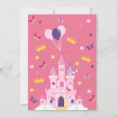 Meisjes Roze Prinses Aangepaste Verjaardag Uitnodi Kaart (Achterkant)