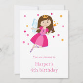 Meisjes roze prinses Fairy 4e verjaardag Kaart (Voorkant)