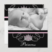 Meisjes roze prinses geboorte aankondigingen (Voorkant / Achterkant)