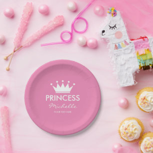 Meisjes roze prinses kroonmeisjes baby shower bord