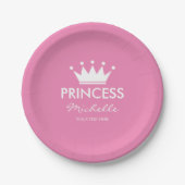 Meisjes roze prinses kroonmeisjes baby shower bord (Voorkant)