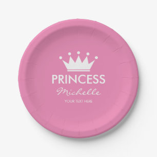 Meisjes roze prinses kroonmeisjes baby shower bord