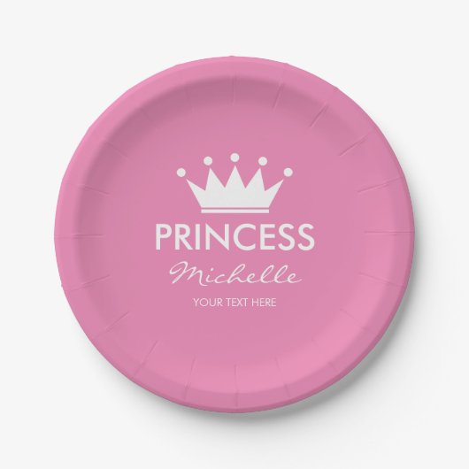 Meisjes roze prinses kroonmeisjes baby shower bord (Voorkant)