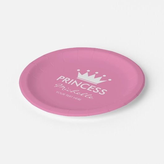 Meisjes roze prinses kroonmeisjes baby shower bord (Gekanteld)