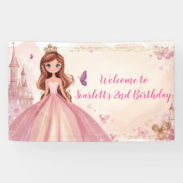 Meisjes Roze Prinses Persoonlijke Feest Banner
