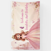 Meisjes Roze Prinses Persoonlijke Feestbanner Spandoek (Verticaal)