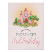 Meisjes Roze Prinses Verjaardag Welkom Teken Perfect Poster (Voorkant)