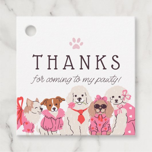 Meisjes Roze Puppy Pawty verjaardag Bedankjes Labels (Voorkant)