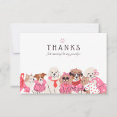Meisjes Roze Puppy Pawty verjaardag Bedankkaart (Voorkant)