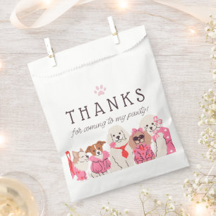 Meisjes Roze Puppy Pawty verjaardag Bedankzakje