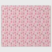 Meisjes Roze Puppy Pawty verjaardag Cadeaupapier (Vlak)