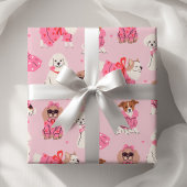 Meisjes Roze Puppy Pawty verjaardag Cadeaupapier