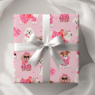 Meisjes Roze Puppy Pawty verjaardag Cadeaupapier