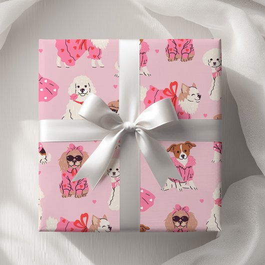 Meisjes Roze Puppy Pawty verjaardag Cadeaupapier