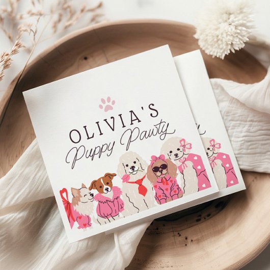 Meisjes Roze Puppy Pawty verjaardag Servet