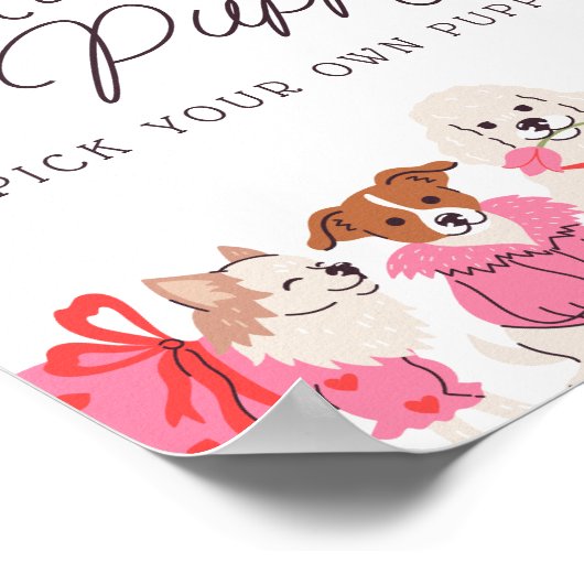 Meisjes Roze Puppy Verjaardag Adopteer een Puppy T Poster (Hoek)