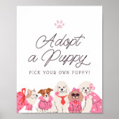 Meisjes Roze Puppy Verjaardag Adopteer een Puppy T Poster (Voorkant)